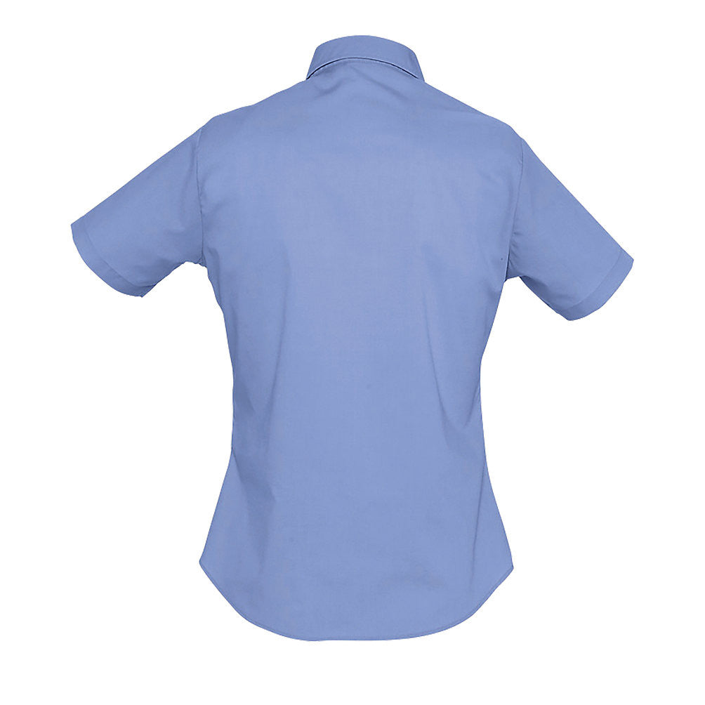 Sol's 16070 Poplin Ladies Shirt Short Sleeve Mid Blue Size 12