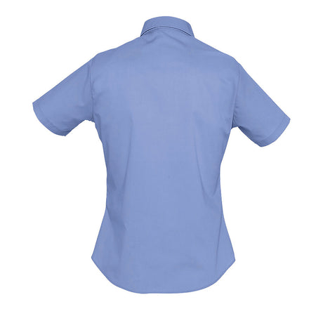 Sol's 16070 Poplin Ladies Shirt Short Sleeve Mid Blue Size 12