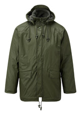 Fortess Flex 219 Waterproof Fleece Lined Front Zip Hooded Rain Jacket Green