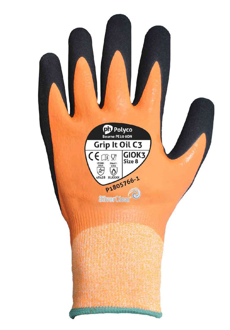Polyco Grip It® Oil C3 Safety Gloves Dual Nitrile Coating Level B Cut Resistant