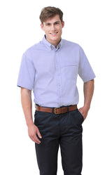 Henbury H555 Men Classic Fit Shirt Short Sleeve Oxford Blue Size 2XL