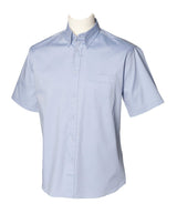 Henbury H555 Men Classic Fit Shirt Short Sleeve Oxford Blue Size 2XL