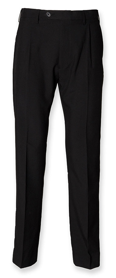 Henbury H603 Single Pleat Black 100% Polyester Trousers - Size 42