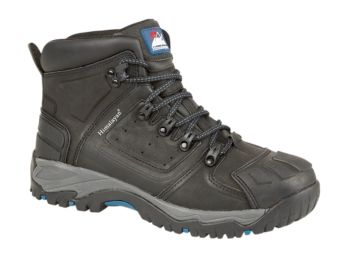 Himalayan Black Waterproof S3 ankle safety boot with heavy duty scuff cap and rubber sole