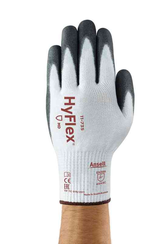 Ansell HyFlex 11-735 Safety Gloves PU Coating Level 5 Cut Resistant