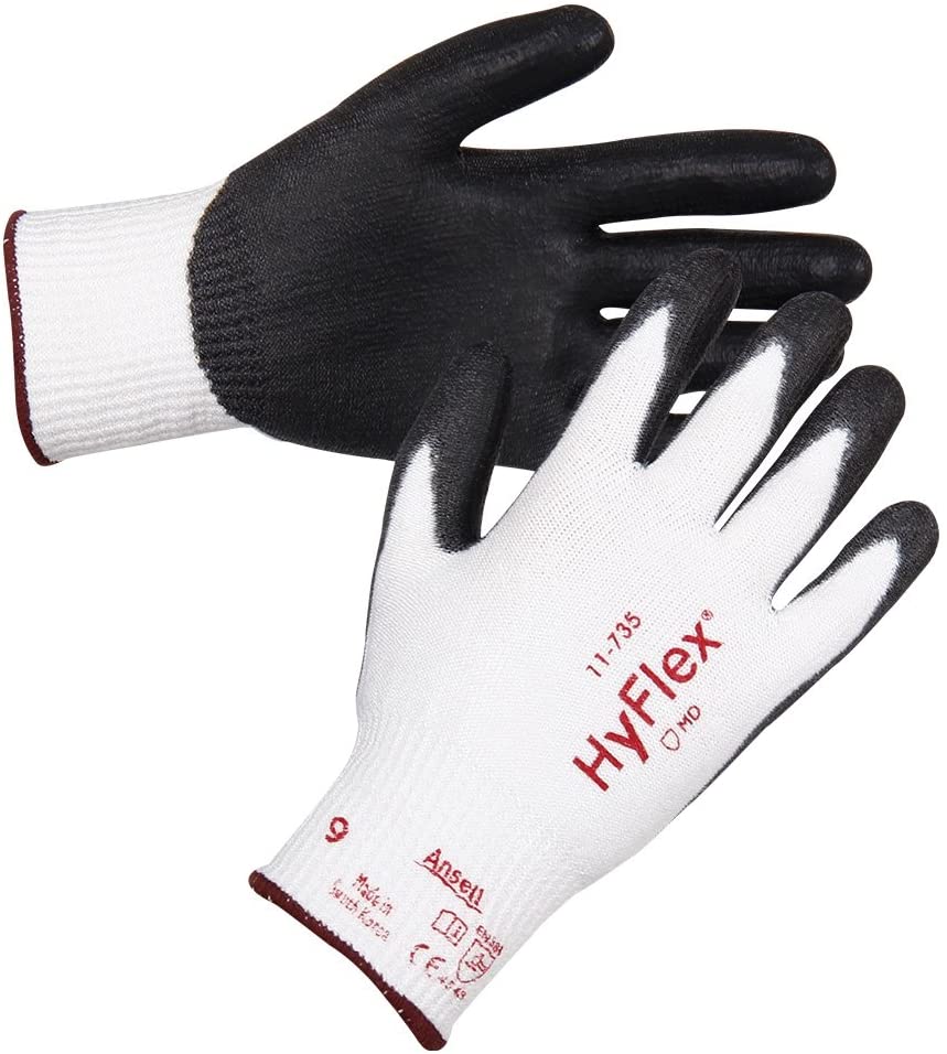 Ansell HyFlex 11-735 Safety Gloves PU Coating Level 5 Cut Resistant