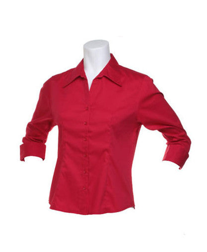 Kustom Kit K710 Ladies Oxford Shirt 3\4 Sleeve Polycotton Red, Size - 8