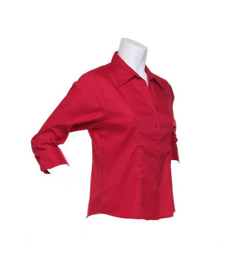 Kustom Kit K710 Ladies Oxford Shirt 3\4 Sleeve Polycotton Red, Size - 8