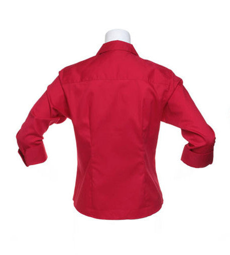 Kustom Kit K710 Ladies Oxford Shirt 3\4 Sleeve Polycotton Red, Size - 8