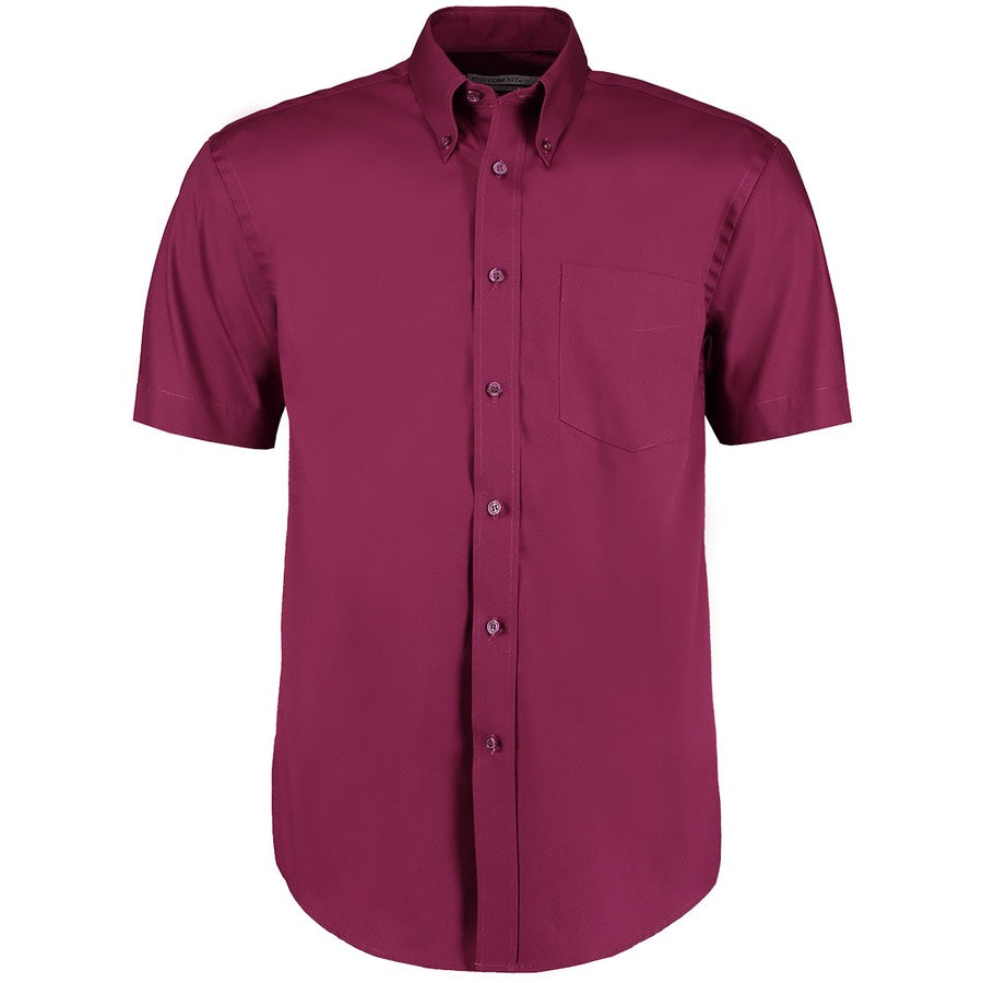 Kustom Kit KK109 Mens Oxford Shirt Short Sleeve Work Uniforms Burgundy