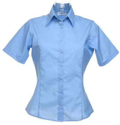 Kustom Kit K742 Ladies Blouse Short Sleeve Light Blue Size 12