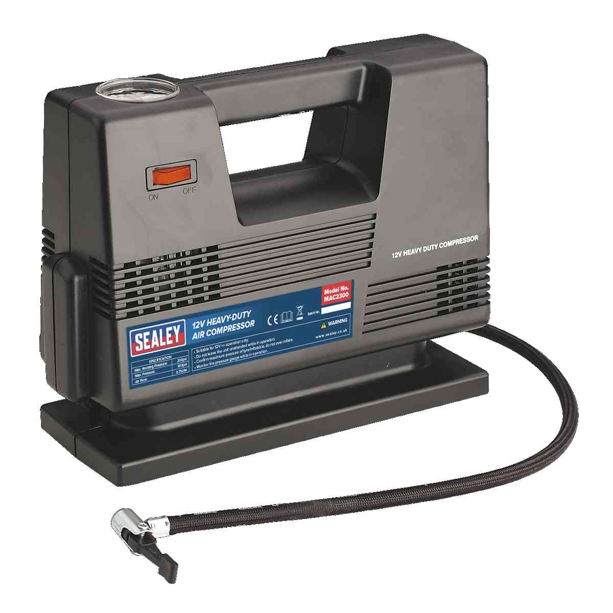 Sealey MAC2300 Heavy-Duty Tyre Inflator/Air Compressor 12V