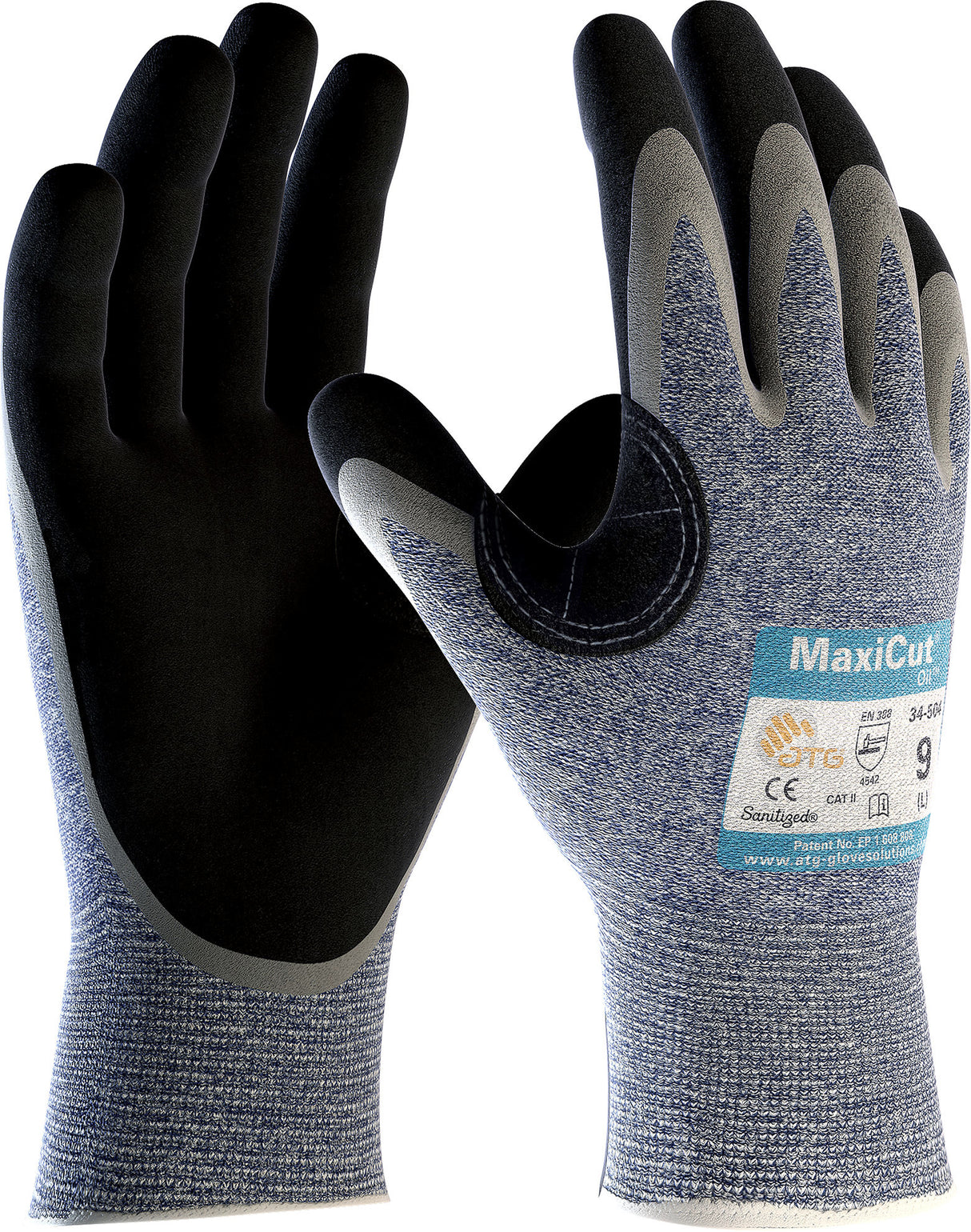 ATG MaxiCut 34-504 Oil Work Gloves Level 5 Cut Resistant Nitrile Palm Coated