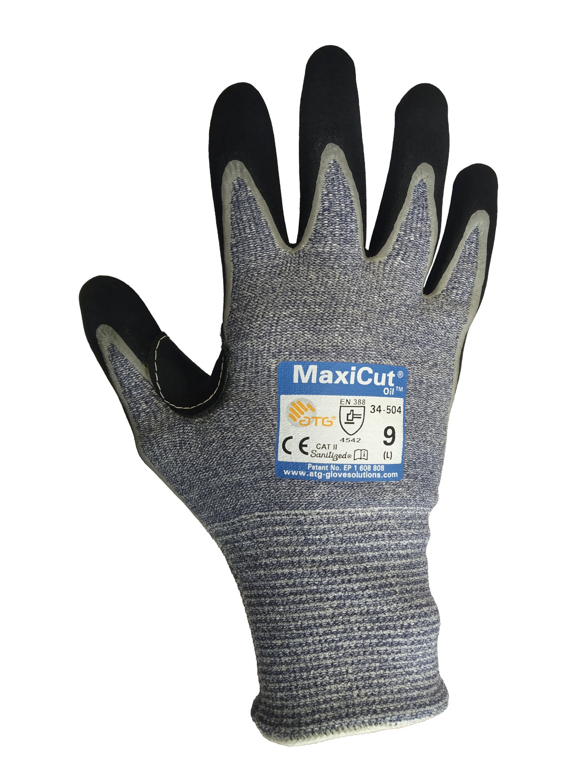 ATG MaxiCut 34-504 Oil Work Gloves Level 5 Cut Resistant Nitrile Palm Coated
