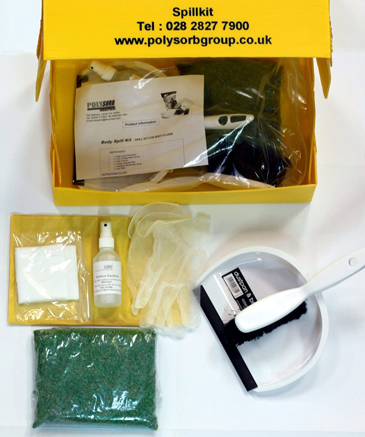 Polysorb Body Fluid Spill Clean-up Kit for Blood, Urine & Vomit Pack of 5 Kits