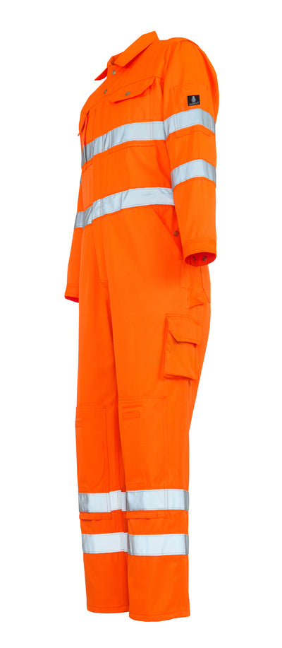 Mascot Utah 00419-860-14 Hi Vis Reflective Bands Orange Boilersuit with Kneepad Pockets, Size - 44"