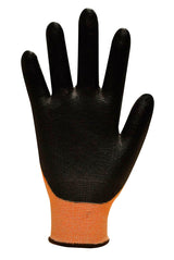 Polyco Matrix Orange Work Gloves Polyurethane Coating Cut 3 Resistant Oily Grip