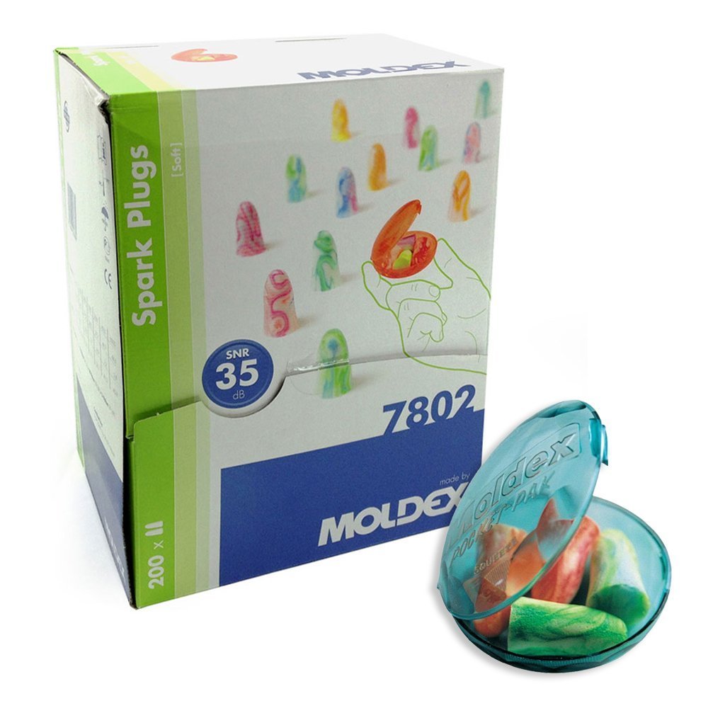 Moldex Spark Plugs 7802 - 2 Pairs Pocket Packs - Box of 100 PocketPaks (200 pairs)
