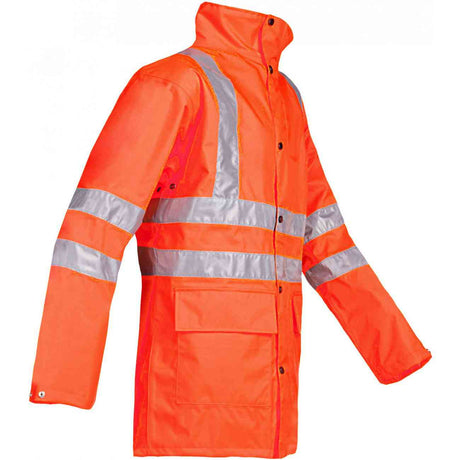 Sioen Monoco Hi-Vis Waterproof PU Coating Breathable Rain Jacket, Size - Large