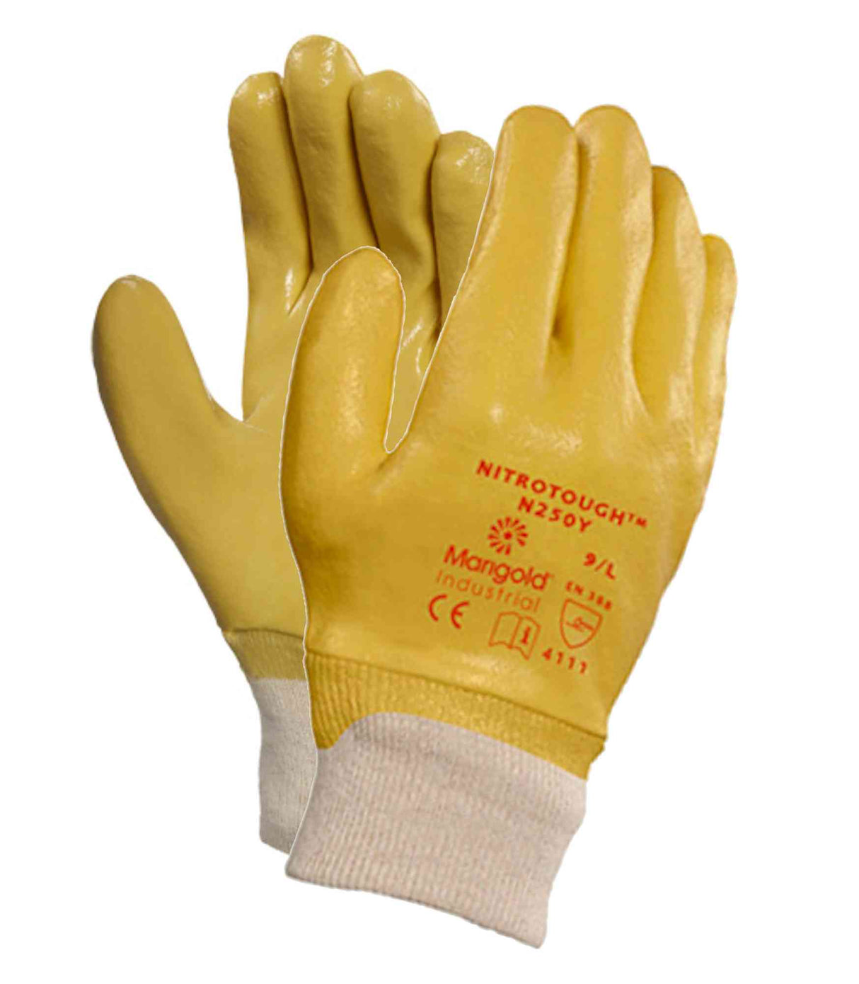 Ansell Nitrotough N250Y Nitrile Full Coated Cotton Liner Work Gloves