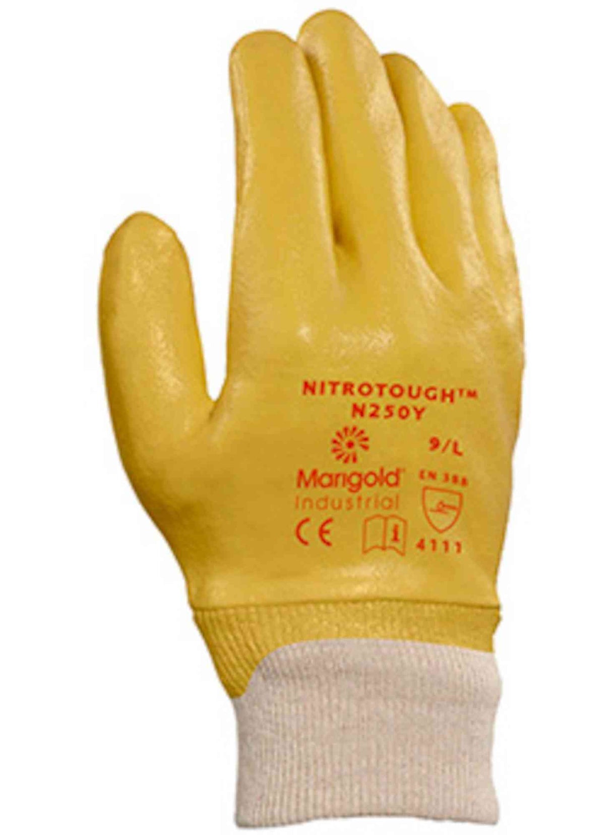 Ansell Nitrotough N250Y Nitrile Full Coated Cotton Liner Work Gloves