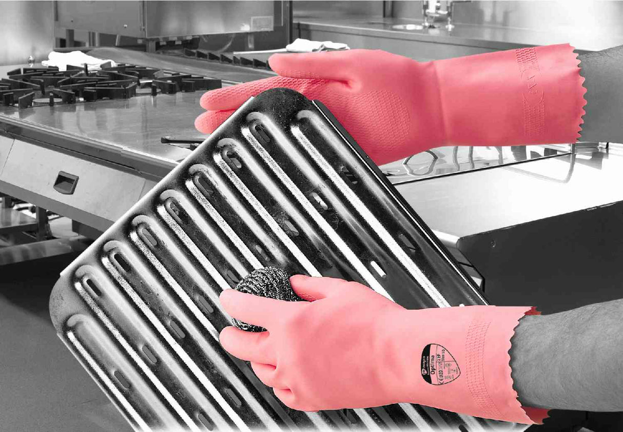 Polyco Optima Pink Chemical Resistant Gauntlets Size 8 Case of 144