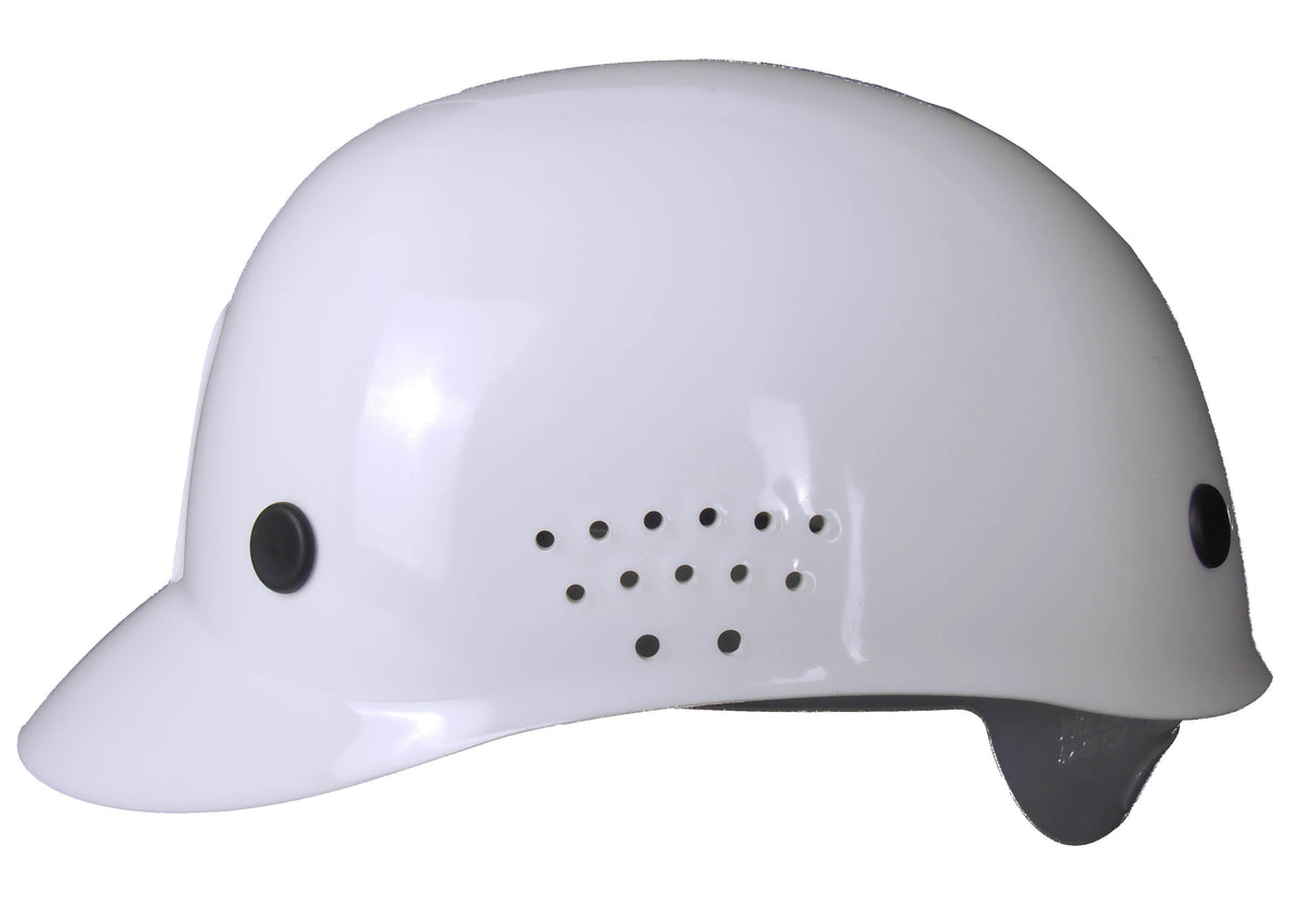 Bump Cap With Low Profile Crown And Perforated Sides Polyethylene White