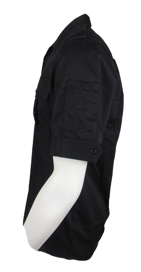 Arvello Polycotton Short Sleeves Open Neck Security Uniforms Black Shirt