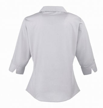 Premier PR305 Ladies 3/4 Sleeve Poplin Blouse Silver, Size - 10