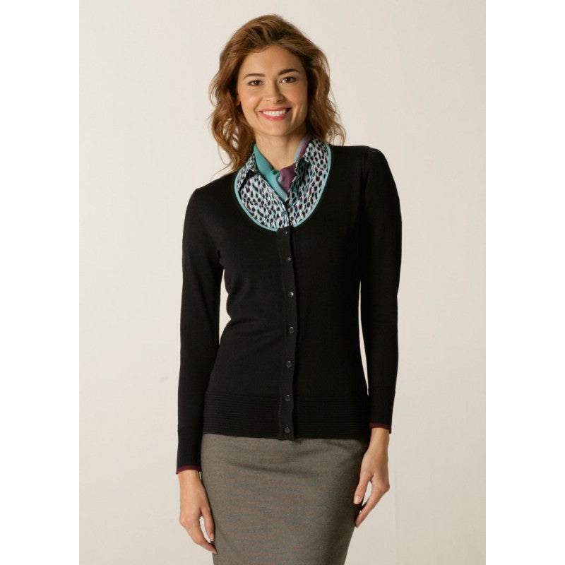 Skopes SWK404 Spectrum Ladies Fine Knit Cardigan Charcoal-Aqua, Size - Medium