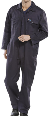 Beeswift PCBS Polycotton 7Oz  Stud Front Navy Coverall