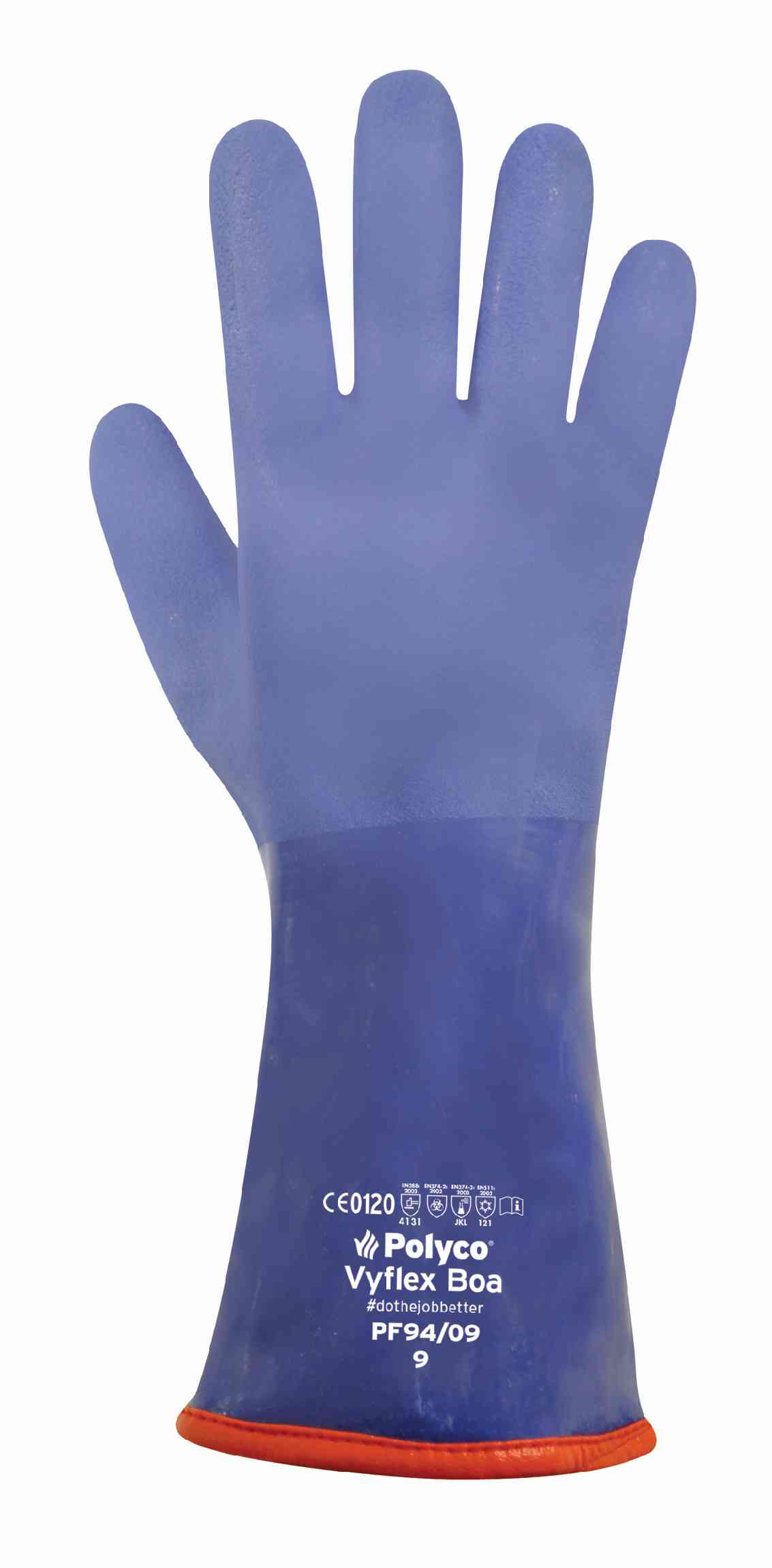 Polyco Vyflex Boa PF93 Chemical Resistant Warm Lined PVC Gauntlet Gloves, Size - 9