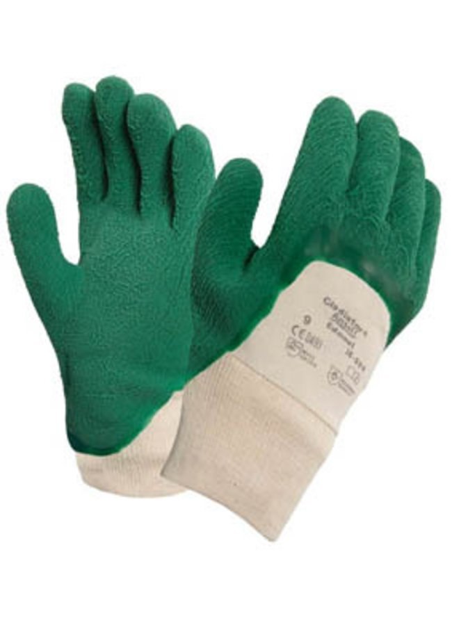 Ansell 16-500 Gladiator Natural Rubber Coating on Interlock Liner Work Gloves