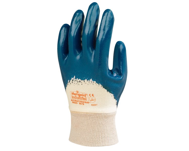 Ansell Nitrotough N630 Men Work Gloves Cotton Liner Nitrile 3/4 Coating Size 9