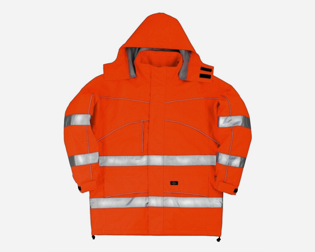 Dickies SA22100 High Visibility Flame Retardant Hooded Orange Work FR Jacket, Size - Medium