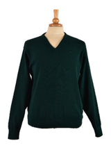 Balmoral Knitwear V-Neck Pullover Wool Blend Bottle Green, Size - 48"
