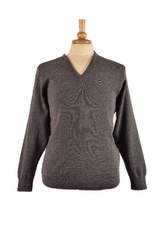 Balmoral Knitwear V-Neck Pullover Wool Blend Mid Grey, Size - Large