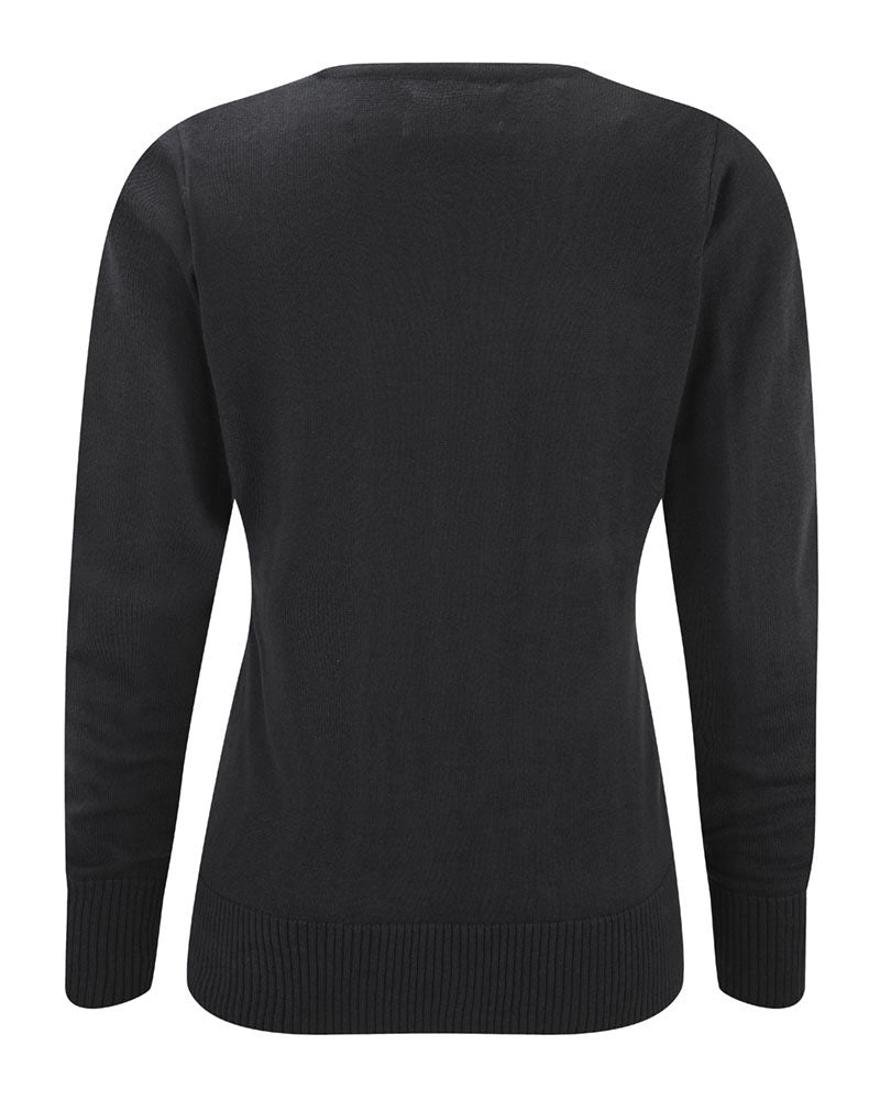 Russell Collection 710F Ladies V Neck Sweater Cotton & Acrylic Pullover Black