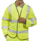 BEESWIFT Jerkin Lightweight Hi Vis Polyester Vest Long Sleeves Yellow