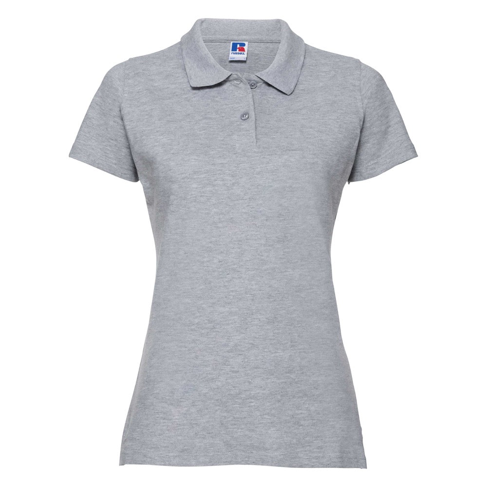 Russell Collection 569F Classic Ladies Polo Shirt Grey Cotton, Size - Medium