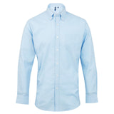 Premier PR230 Button Down Polycotton Long Sleeve Light Blue Men Oxford Shirt