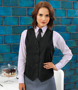 Premier PR621 Ladies Hospitality Waistcoat Polycotton Black