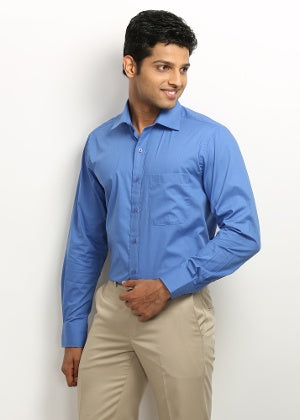 Peter England Men Long Sleeve Formal Shirt Blue
