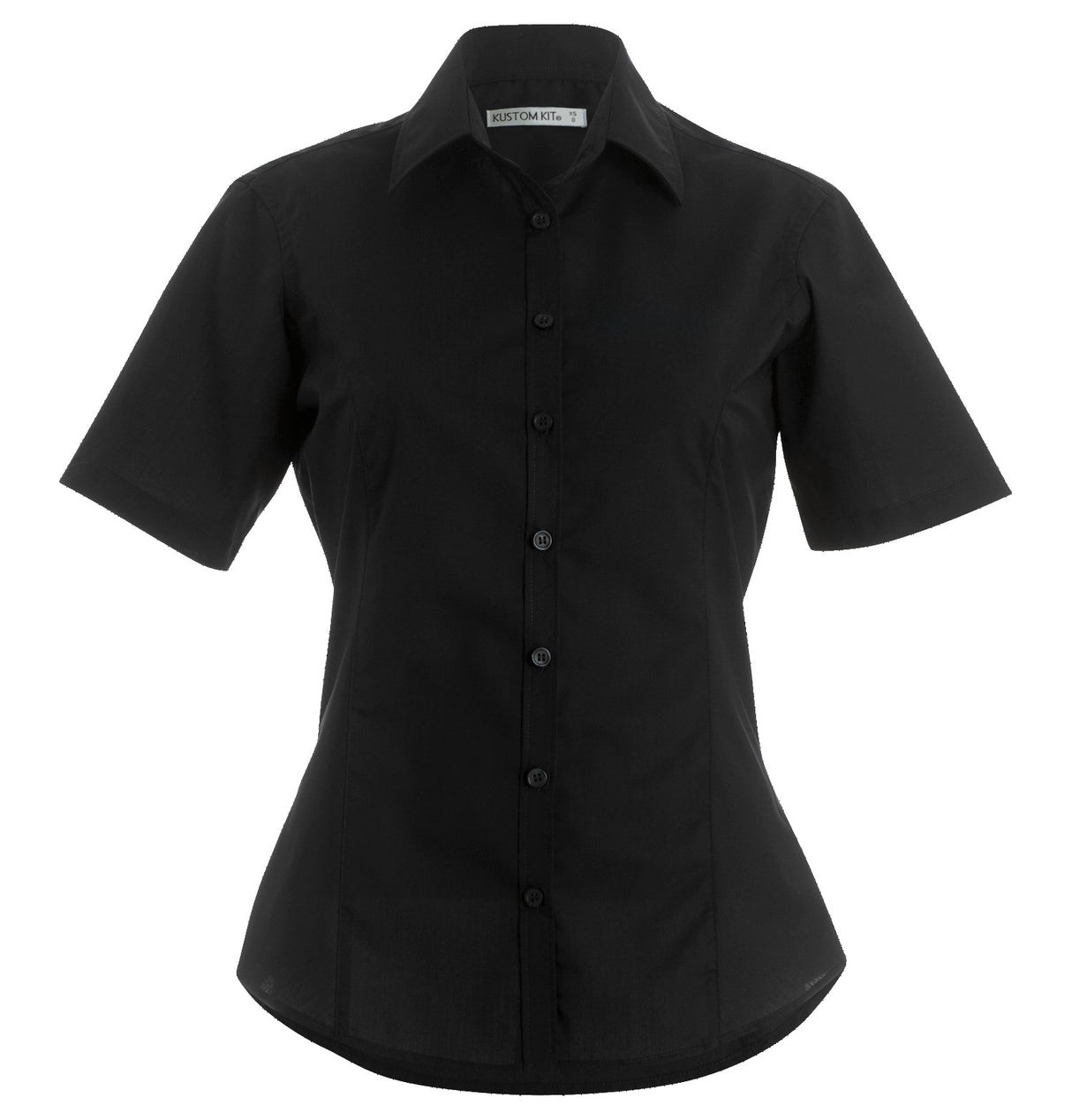 Kustom Kit K742 Short Sleeve Black Ladies Blouse