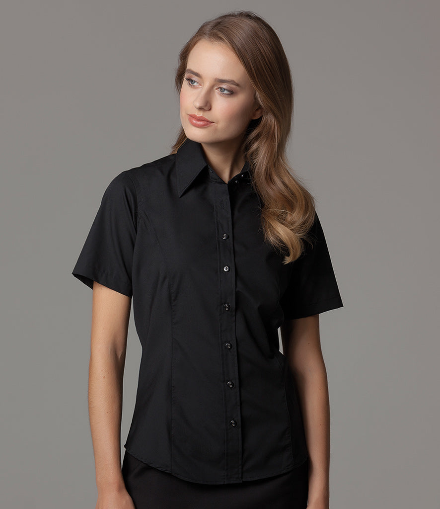 Kustom Kit K742 Short Sleeve Black Ladies Blouse