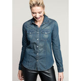 Kariban KB518 Ladies Shirt Long Sleeve Blue Denim, Size - Large