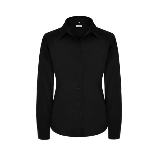 Disley LF922 Ladies Shirt Long Sleeve Black Blouse, Size - 12