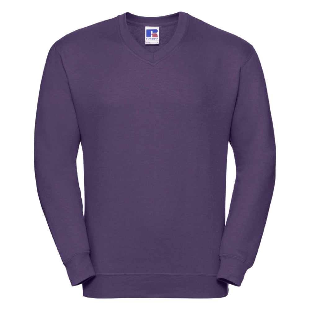 Russell 272M Men V-Neck Purple Sweatshirt, Size - Large