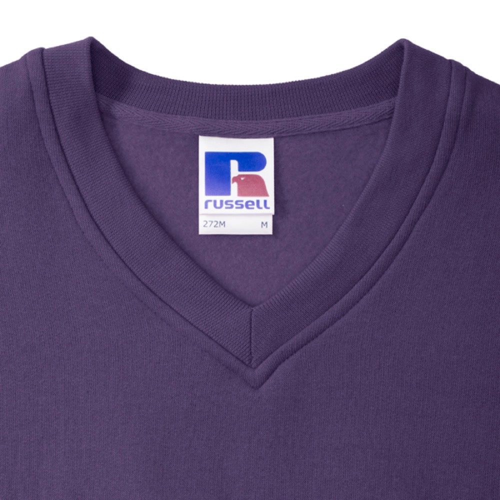 Russell 272M Men V-Neck Purple Sweatshirt, Size - Large