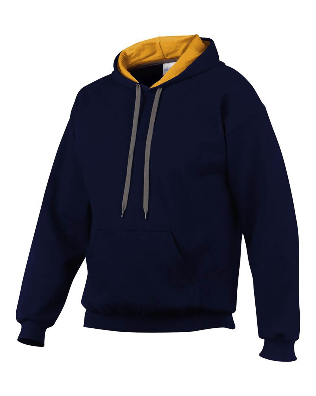 Gildan GD55 Men Hooded Sweatshirt Contrast Navy/Gold Size - XL